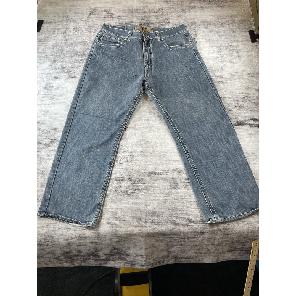 Southpole Jeans Mens 38x29 Blue Baggy Hip Hop Skater Y2K Cross Embroidered Vtg